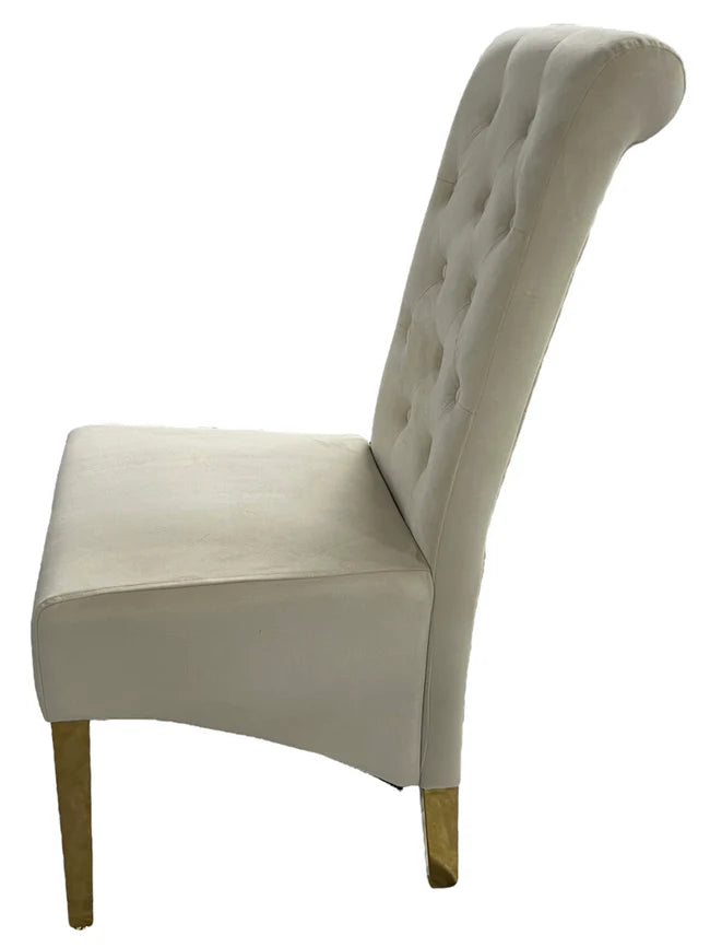 Lucy Cream Dining Chair with Ring Knocker/Gold Legs