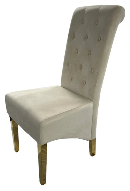 Lucy Cream Dining Chair with Ring Knocker/Gold Legs