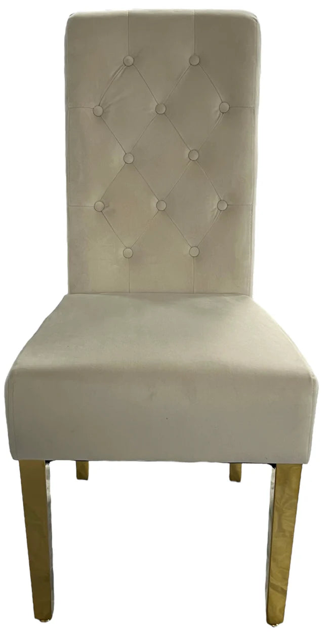 Lucy Cream Dining Chair with Ring Knocker/Gold Legs