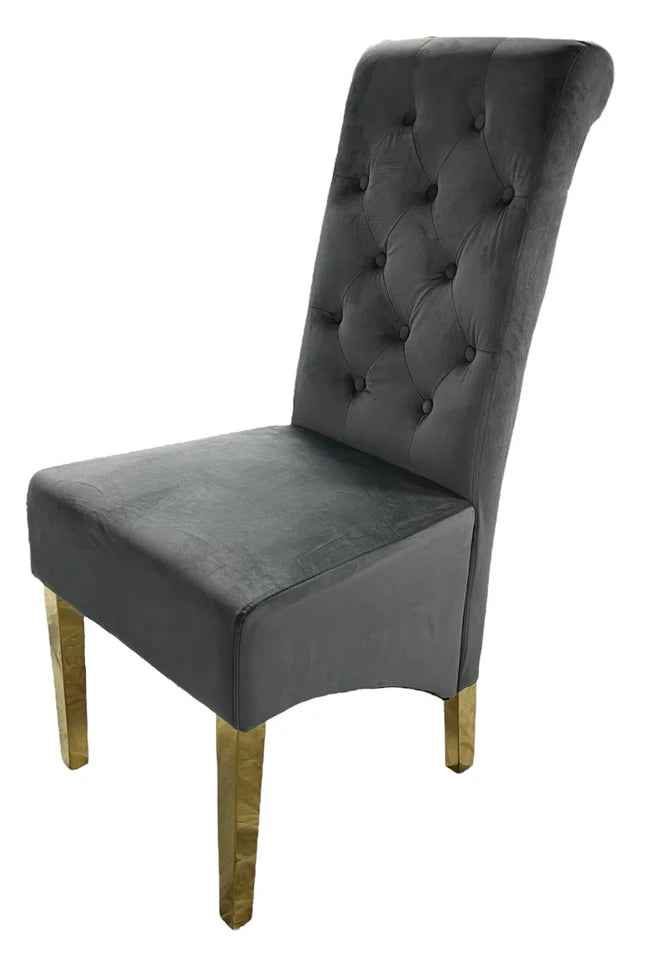 Lucy Grey Dining Chair with Ring Knocker/Gold Legs