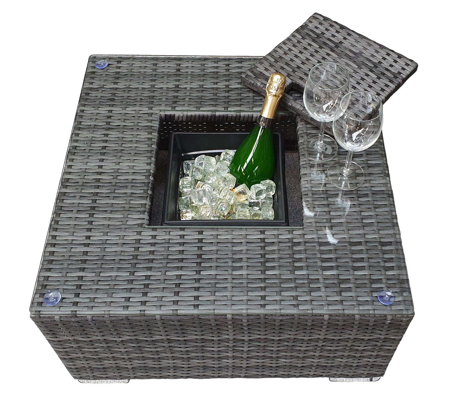 Georgia Corner Rattan Sofa with Ice Bucket Grey