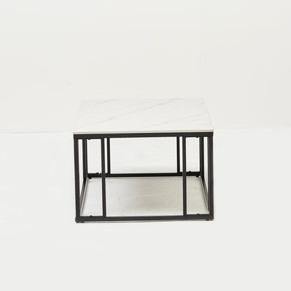 Leo Coffee Table Polar White Sintered Stone Top with Matt Black Powder Coated Metal Legs