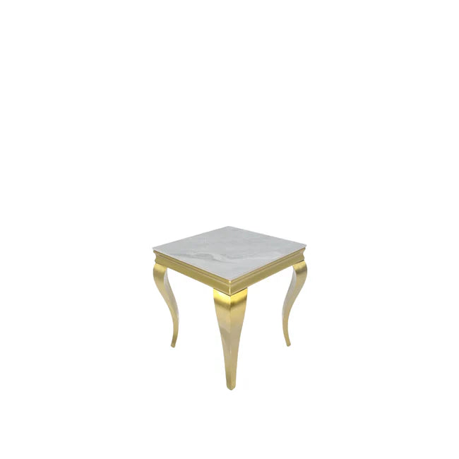 Louis Matt Gold Lamp Table with Glass Top (All Colours) 50cm