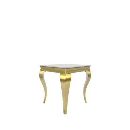 Louis Matt Gold Lamp Table with Glass Top (All Colours) 50cm