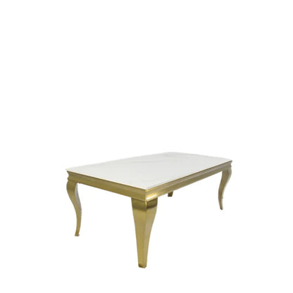 Louis Coffee Table Matt Gold with Marble or Glass Top 120cm