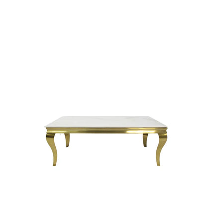 Louis Coffee Table Matt Gold with Marble or Glass Top 120cm