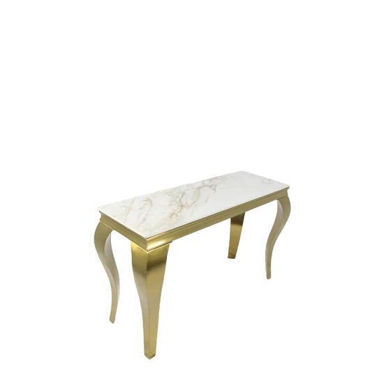 Louis Console Table Matt Gold with Marble or Ceramic Top 120cm