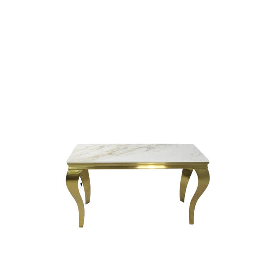 Louis Console Table Matt Gold with Marble or Ceramic Top 120cm