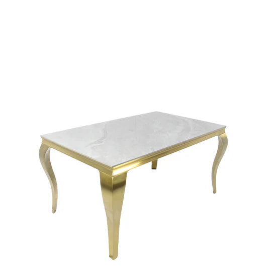 Louis Dining Table Matt Gold with Glass Or Marble Top (All Colours) 1.8M