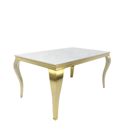 Louis Dining Table Matt Gold with Glass Or Marble Top (All Colours) 1.8M