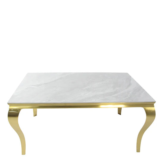 Louis Dining Table Matt Gold with Glass Or Marble Top (All Colours) 1.5M