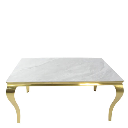 Louis Dining Table Matt Gold with Glass Or Marble Top (All Colours) 1.8M