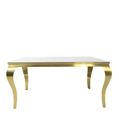 Louis Dining Table Matt Gold with Glass Or Marble Top (All Colours) 1.5M