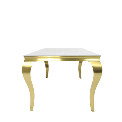 Louis Dining Table Matt Gold with Glass Or Marble Top (All Colours) 1.8M