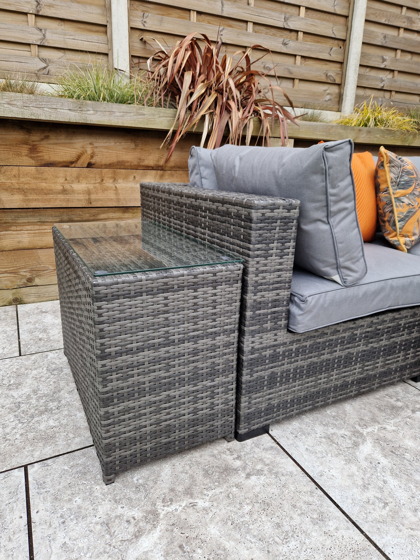 Jessica Large Rattan Corner Grey