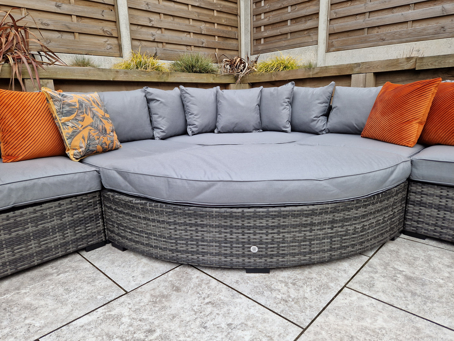 Jessica Large Rattan Corner Grey