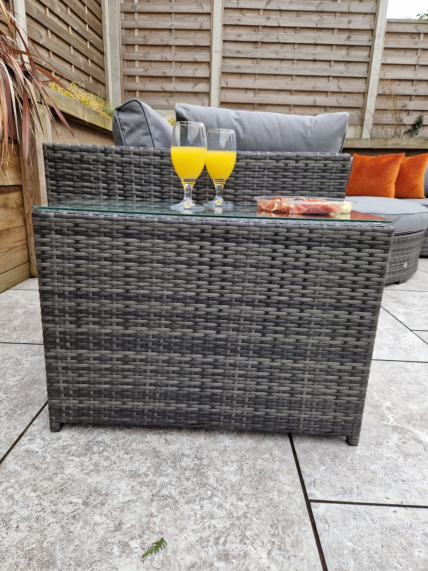 Jessica Large Rattan Corner Grey