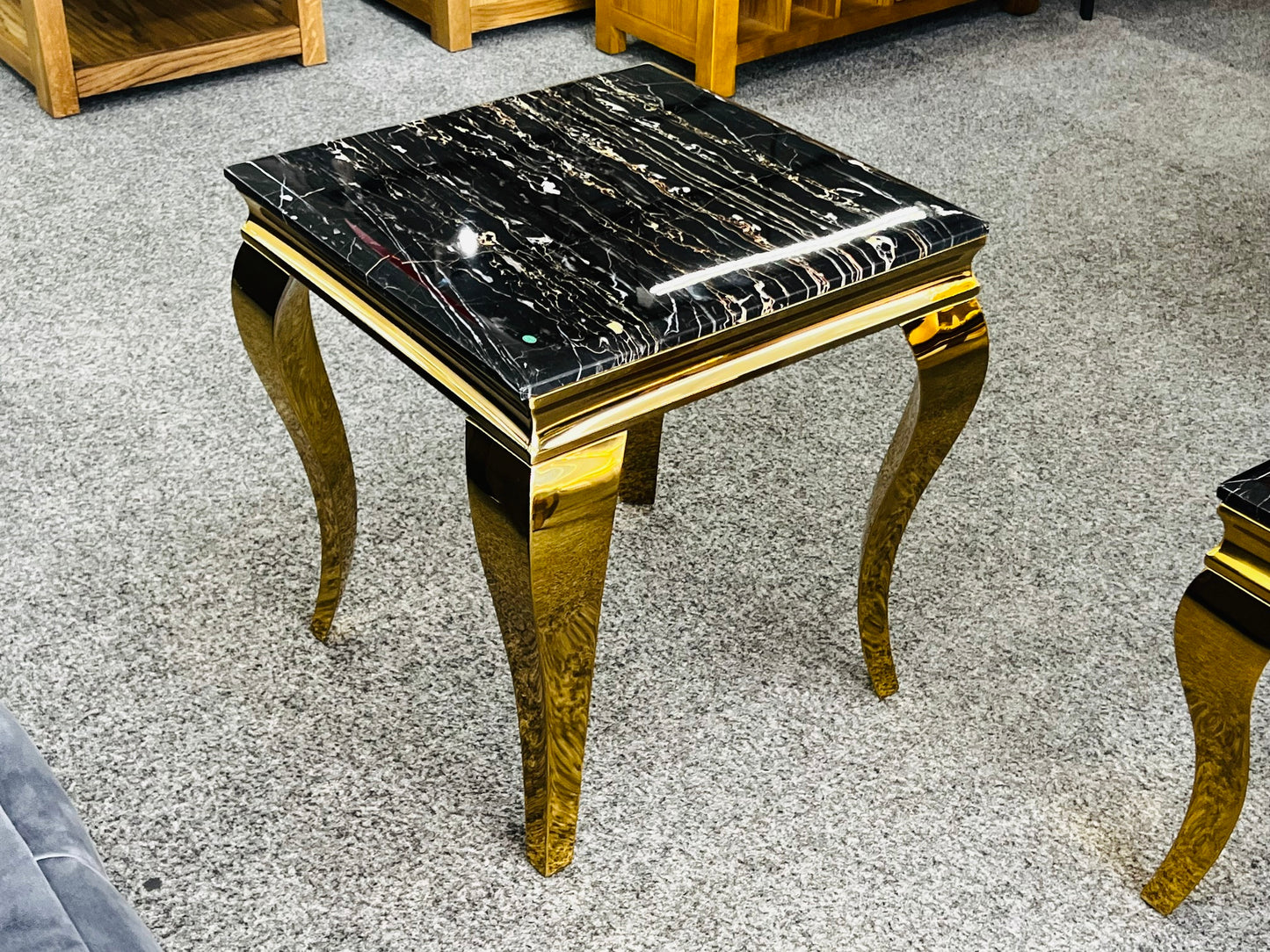 Sofia Black & Gold Marble Lamp Table