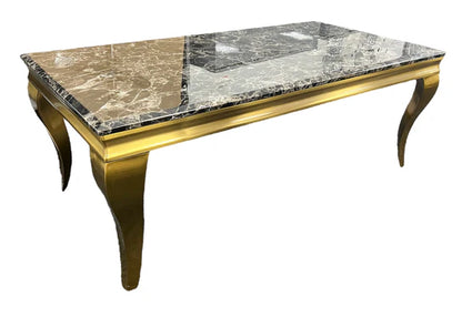 Louis Coffee Table Matt Gold with Marble or Glass Top 120cm