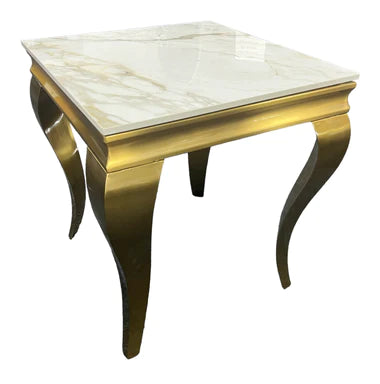 Louis Matt Gold Lamp Table with Glass Top (All Colours) 50cm