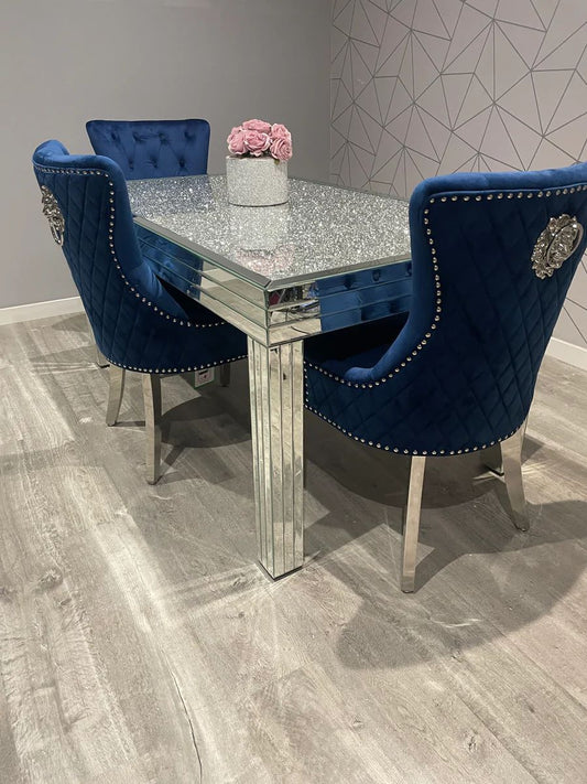 Crushed Diamond Mirrored Dining Table