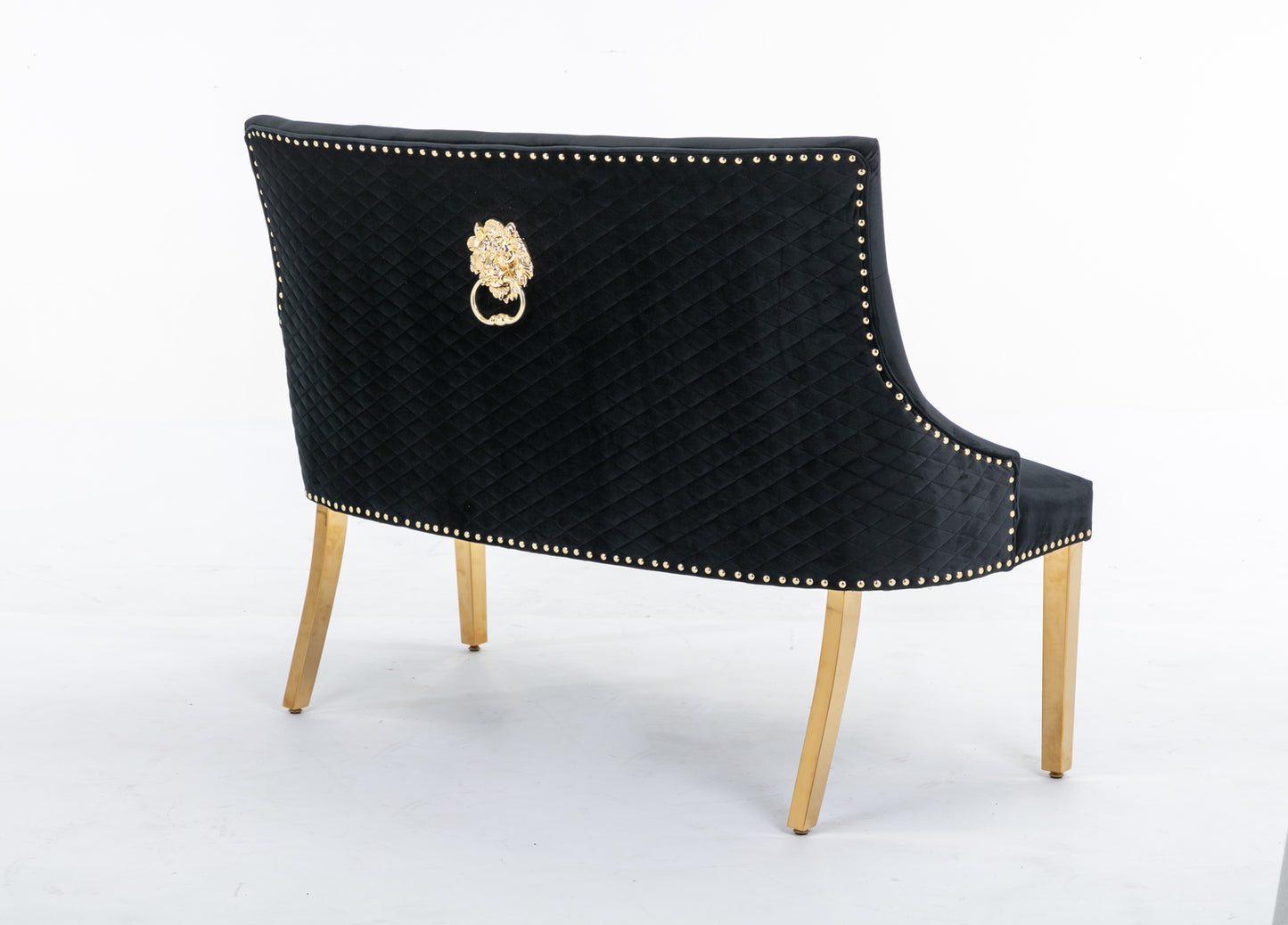 Majestic Black/Gold Lion Knocker High Back Bench 130cm