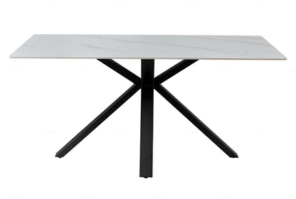 Milana White Sintered Stone Extending Cross Leg Table