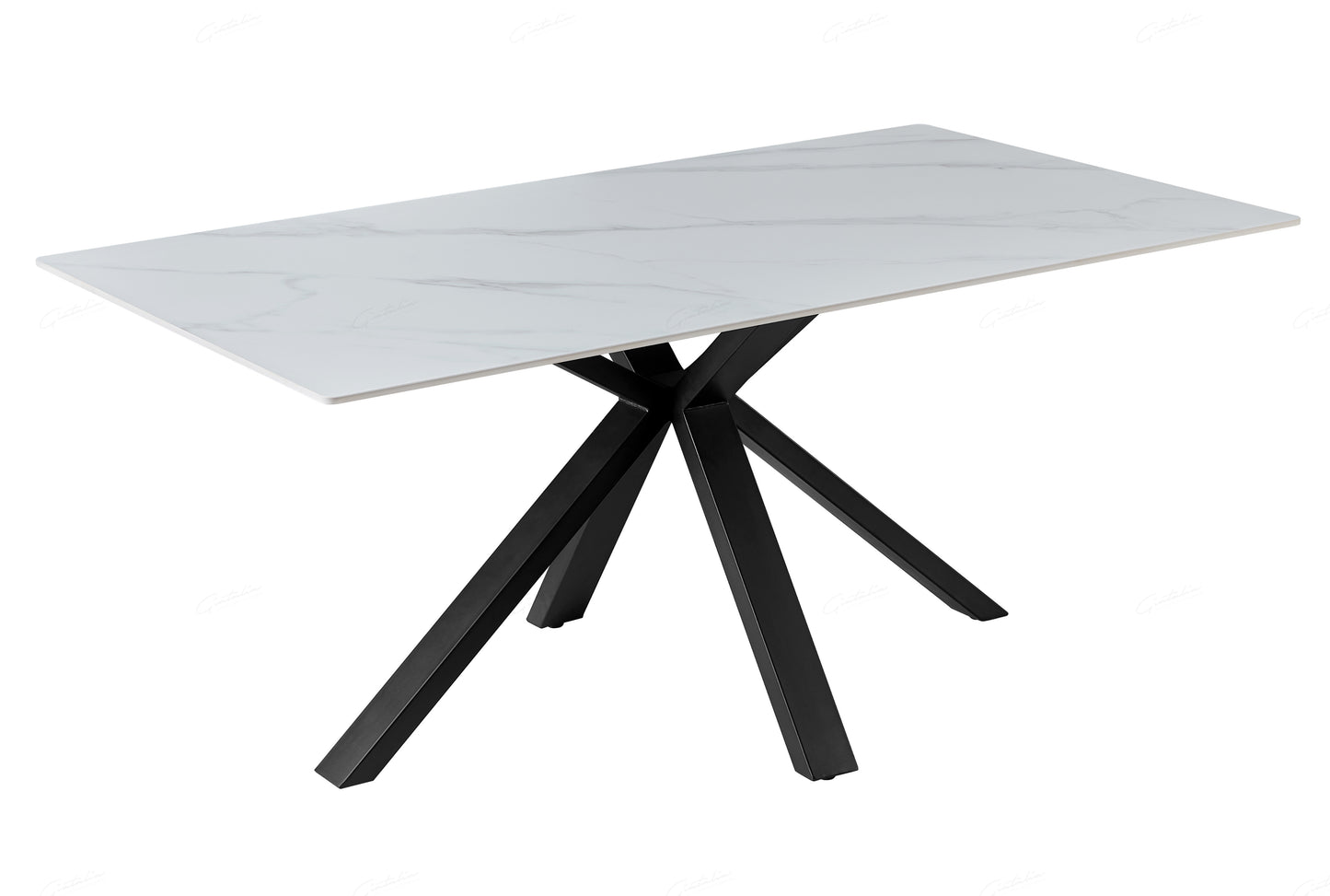 Milana White Sintered Stone Extending Cross Leg Table