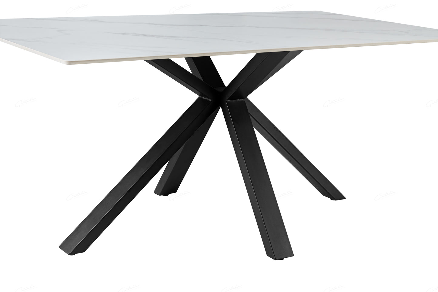 Milana White Sintered Stone Extending Cross Leg Table