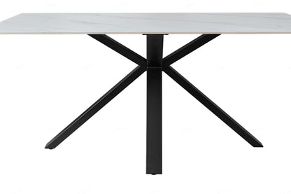 Milana White Sintered Stone Extending Cross Leg Table