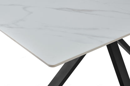 Milana White Sintered Stone Extending Cross Leg Table