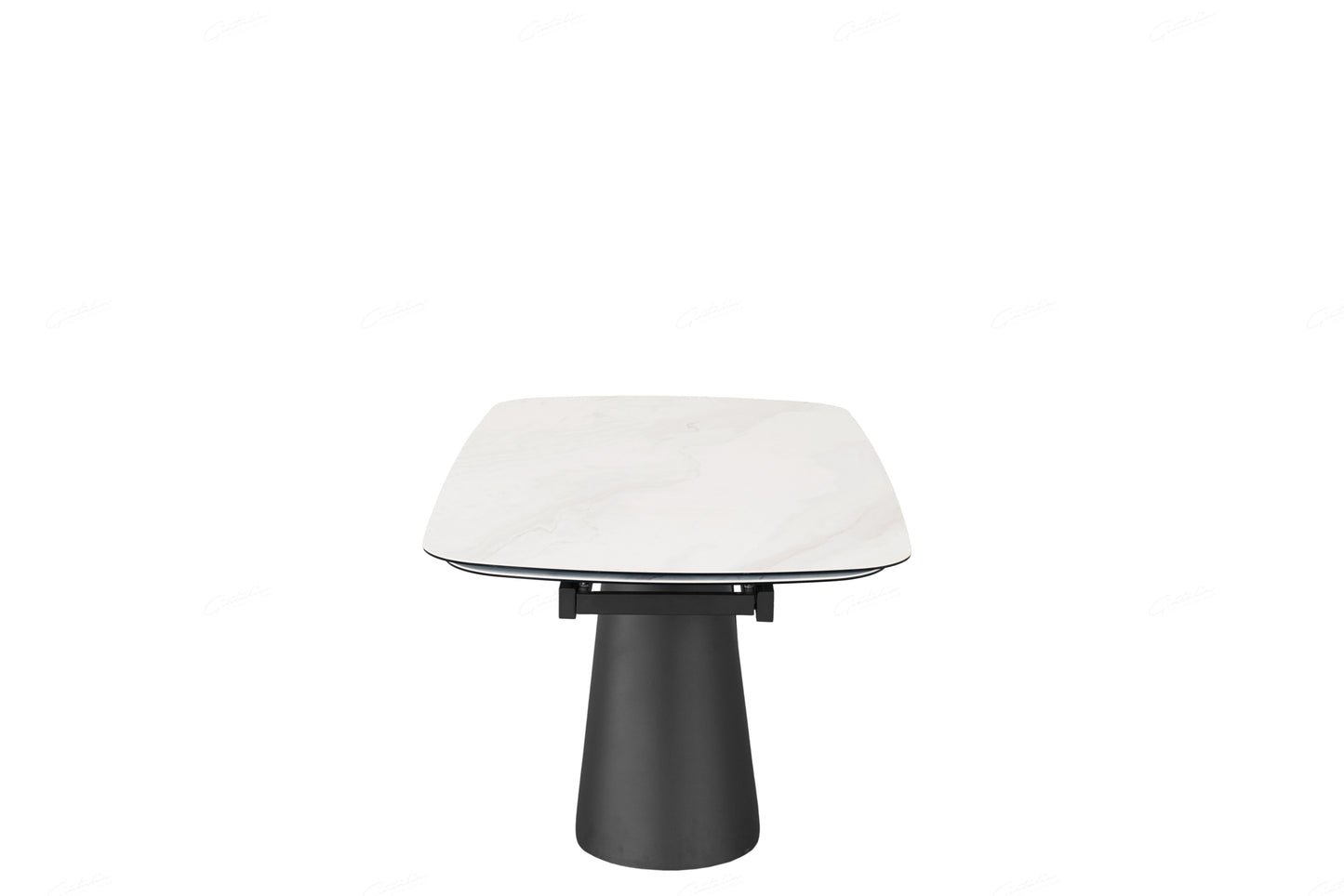 Opulento Matt White & Cosmic Grey Vein Ceramic Extending Dining Table