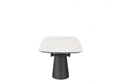 Opulento Matt White & Cosmic Grey Vein Ceramic Extending Dining Table