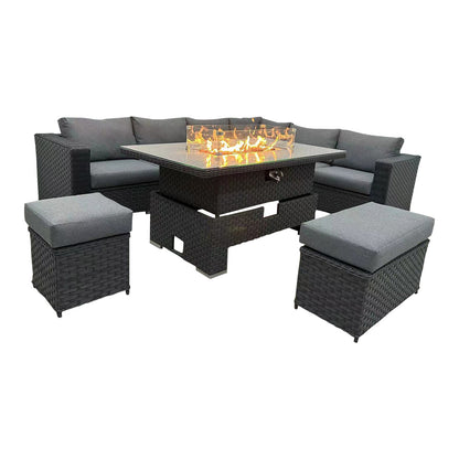 Corner Rising Dining Set with Fire Pit