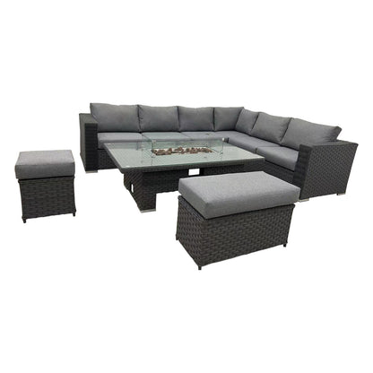 Corner Rising Dining Set with Fire Pit