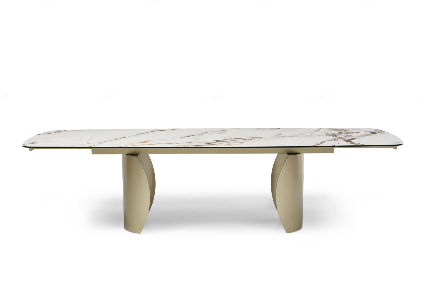 Palazzo Matt White & Earth Vein Italian Ceramic Extending Dining Table