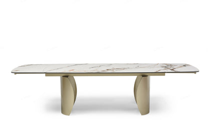 Palazzo Matt White & Earth Vein Italian Ceramic Extending Dining Table