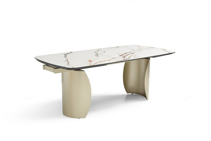 Palazzo Matt White & Earth Vein Italian Ceramic Extending Dining Table