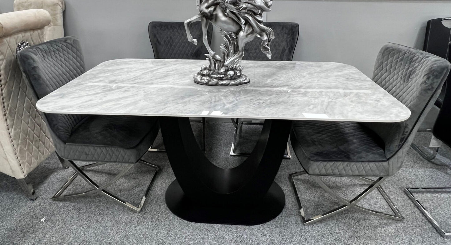 U Shape Grey Ceramic Dining Table 160cm