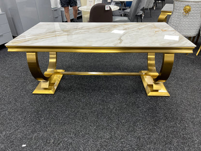 Arianna/Chelsea Gold 180cm Marble/Glass Or Ceramic Dining Table (All Colours)
