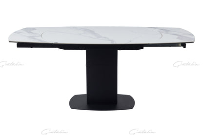 Ritz White / Grey Marble Swivel Ext Ceramic Table