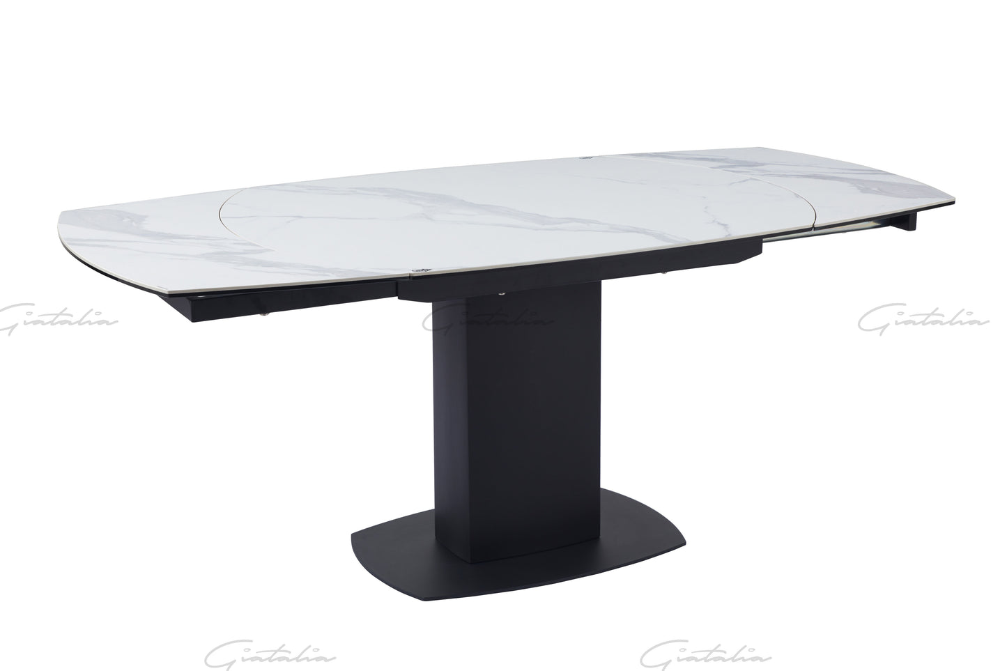 Ritz White / Grey Marble Swivel Ext Ceramic Table