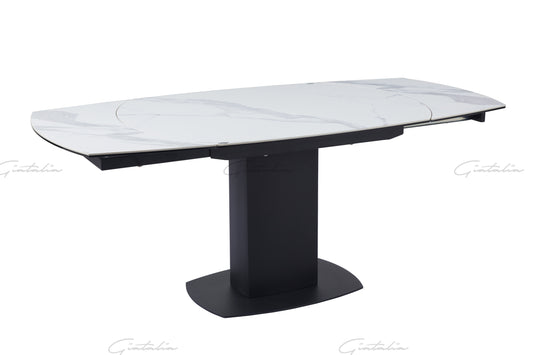 Ritz White / Grey Marble Swivel Ext Ceramic Table