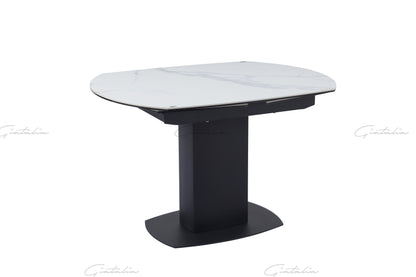 Ritz White / Grey Marble Swivel Ext Ceramic Table