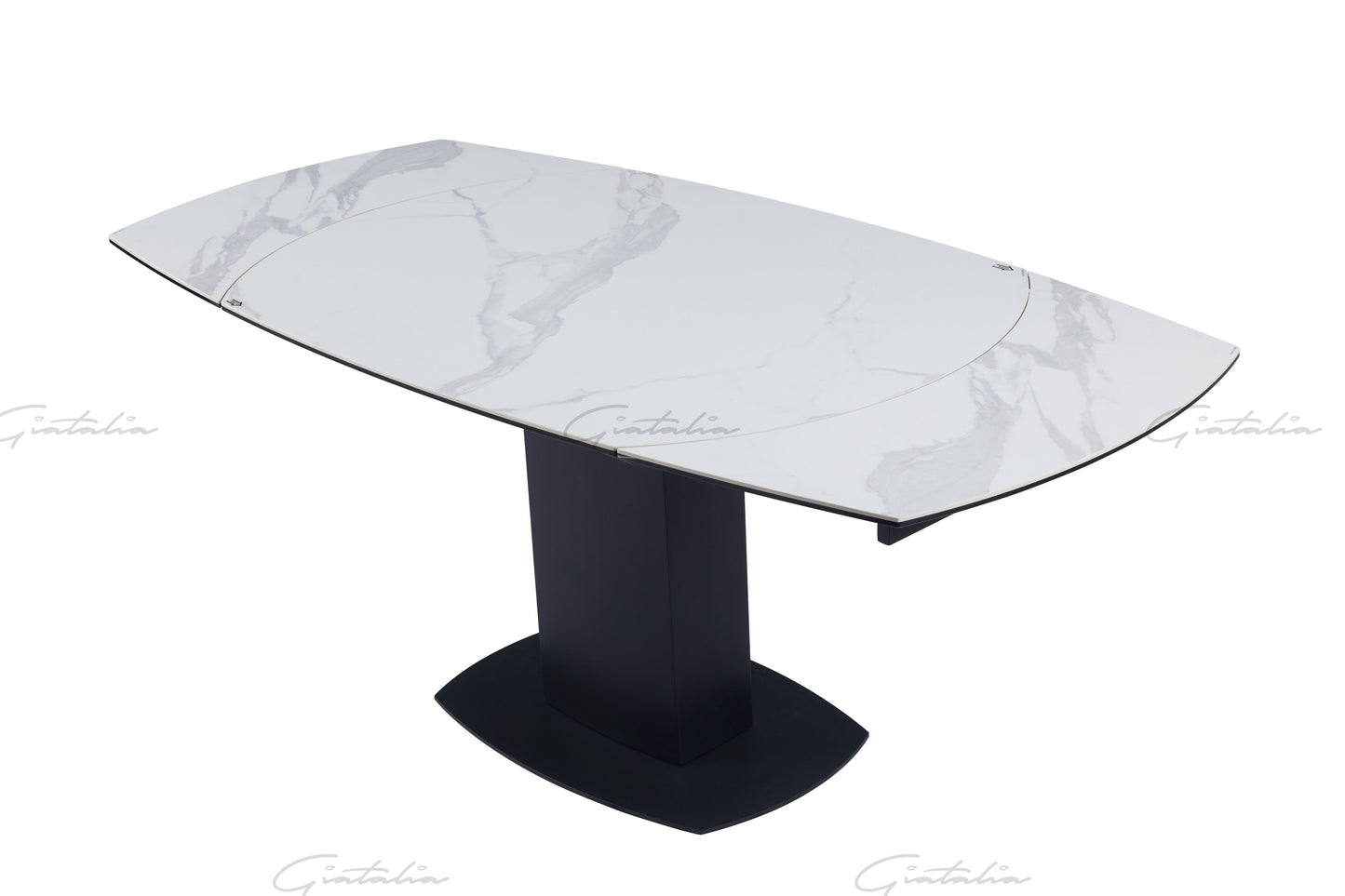 Ritz White / Grey Marble Swivel Ext Ceramic Table