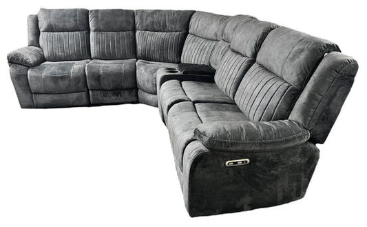 Rose Electric Corner Sofa 2+2 Seater Recliner In Grey (Optional Console)