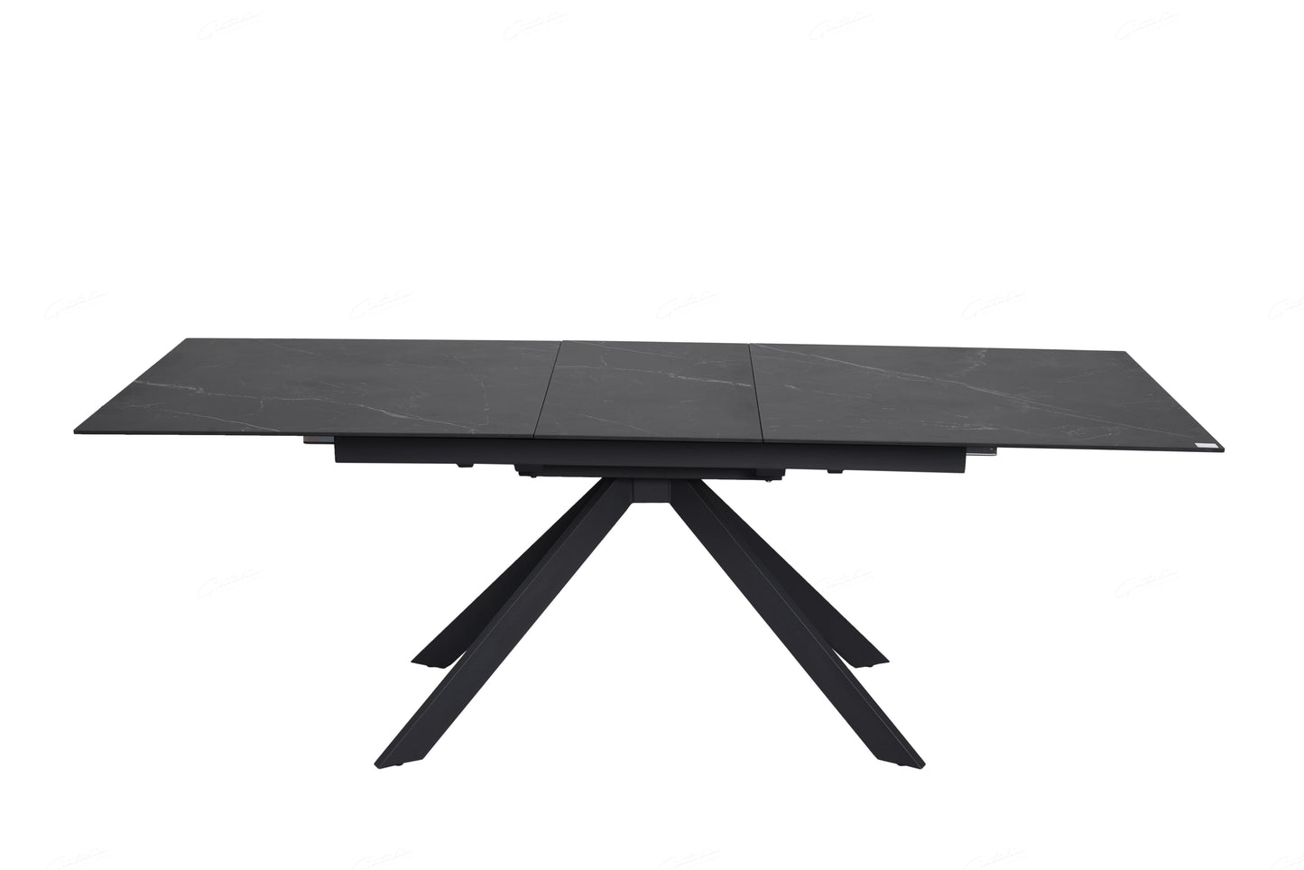 Rossa Matt Black & White Vein Ceramic Extending Dining Table