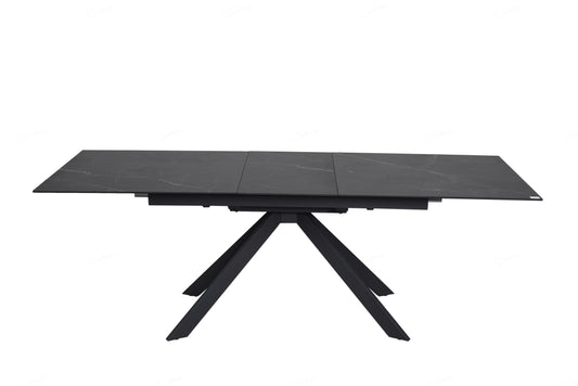 Rossa Matt Black & White Vein Ceramic Extending Dining Table