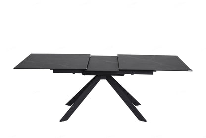 Rossa Matt Black & White Vein Ceramic Extending Dining Table