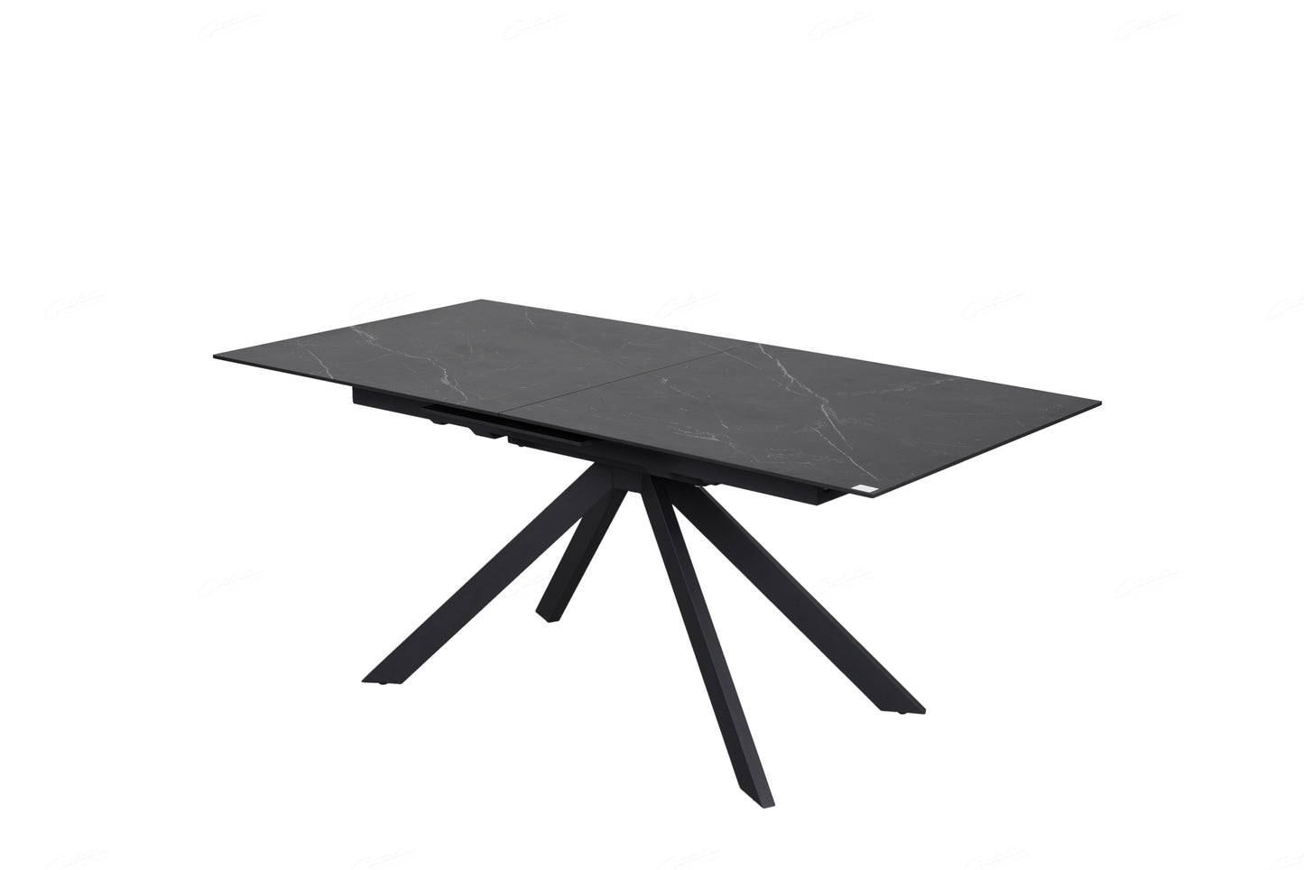 Rossa Matt Black & White Vein Ceramic Extending Dining Table